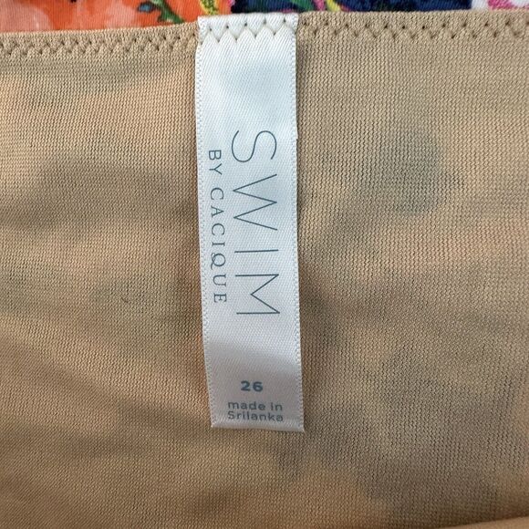 Swim By Cacique New Brief Bottoms Multicolor 26 Floral High Waist Drawstring - Picture 2 of 9